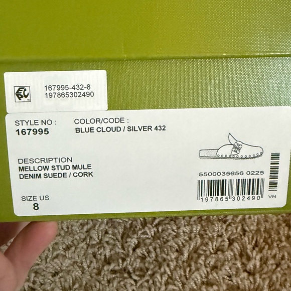 NIB Tory Burch Mellow Stud Mules- Denim Suede/Cork - Picture 2 of 9